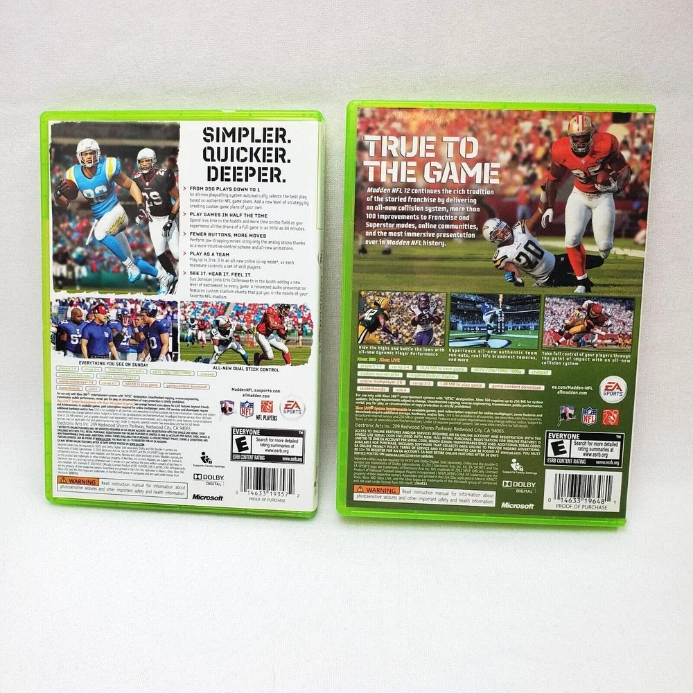 Madden Football NFL 11 Madden NFL 12 Microsoft Xbox 360 2010 Bundle Video Games